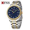 OFNS Couple's Wristwatch - Waterproof, Luminous, Quartz Watch with Steel or Leather Strap, Calendar Feature, for Casual or Business.