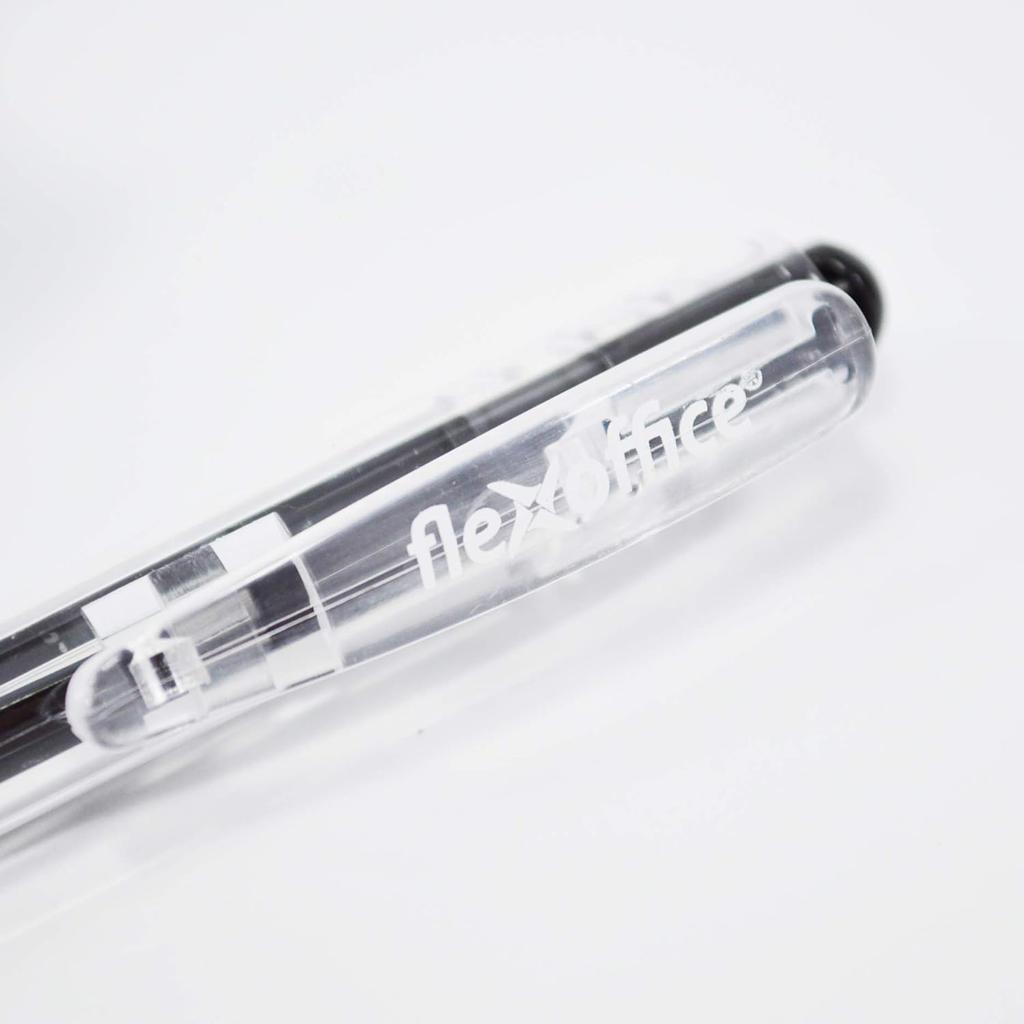 100 Kulspetspennor Lätta att Skriva Med [Partiköp], 0,7 mm, Tjocka, Oljebaserade, Klick-typ, Svarta, Flexoffice,