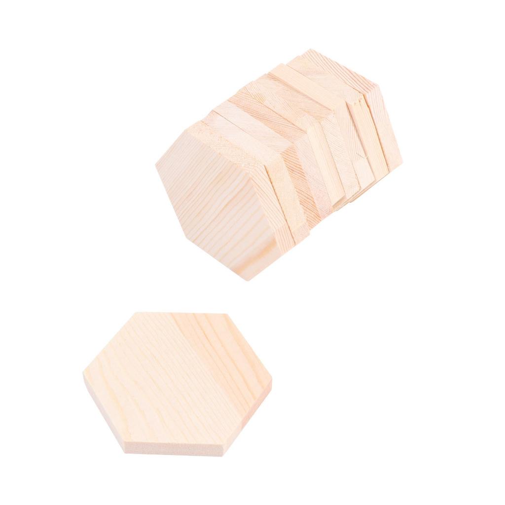 10Pcs Special-Shaped Wood Plank Polygonal DIY Craft Blocks High Quality Pine Wooden for Art Projects Decor Gifts Size 2