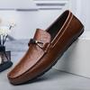 New Men's Business Casual Shoes Comfortable Leather Casual Shoes Sneakers Breathable Rubber Bottom Loafers Slip on Flats