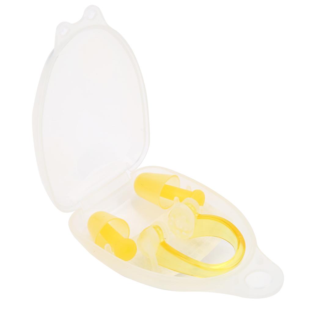 Soft Silicone PC Swimming Ear Plugs Nose Clip Set for Waterproof Surfing Diving SportsYellow