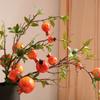 6 Head Artificial Pomegranate Branch Stem Faux Fruit for Vase Realistic Faux Pomegranates Tree Branch for Decoration
