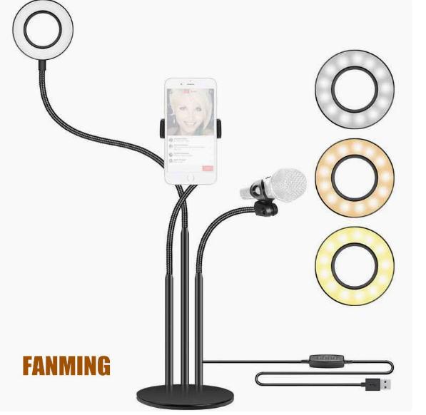 Luce LED di riempimento da 3,5" con clip USB e supporto per telefono regolabile per selfie e live streaming.