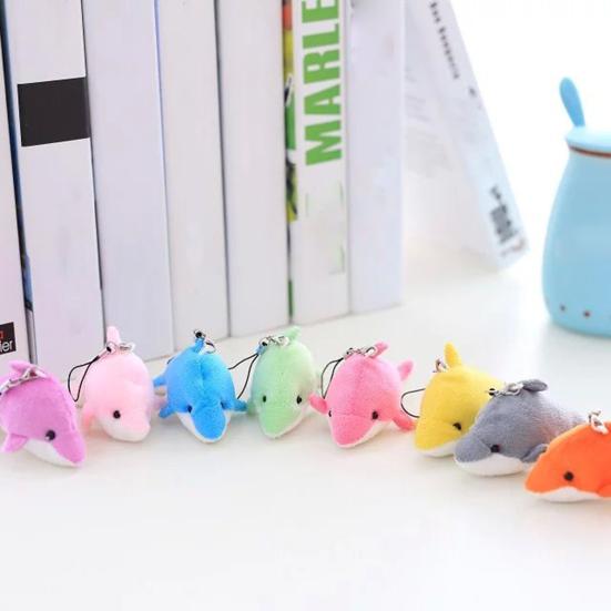 7,5cm Delfin Plüsch Anhänger 3D Augen Niedliche Tierpuppe Plüschtier Hängende Dekoration Weiches Stofftier Meeresbewohner Plüschpuppe Rucksack Anhänger Kinder Mädchen Geschenk