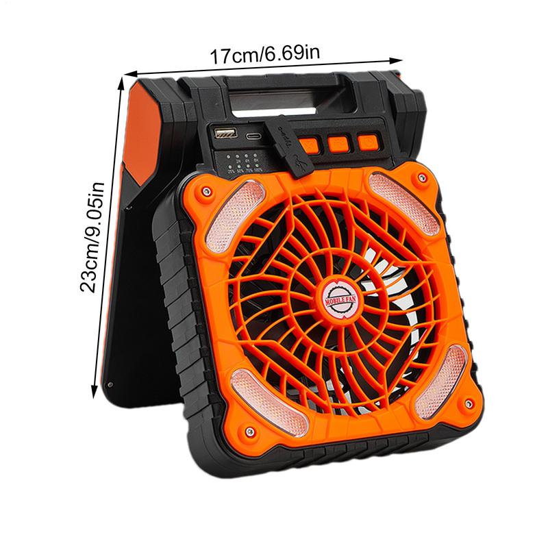 Portable Solar Fan 10000mAh Solar Powered Camping Fan 4 Speeds Fan With LED Lantern For Picnic Fishing