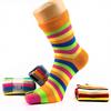 Women's Colorful Mid-Calf Five-Finger Cotton Socks - Sweat-Absorbent, Toe Style for All Seasons