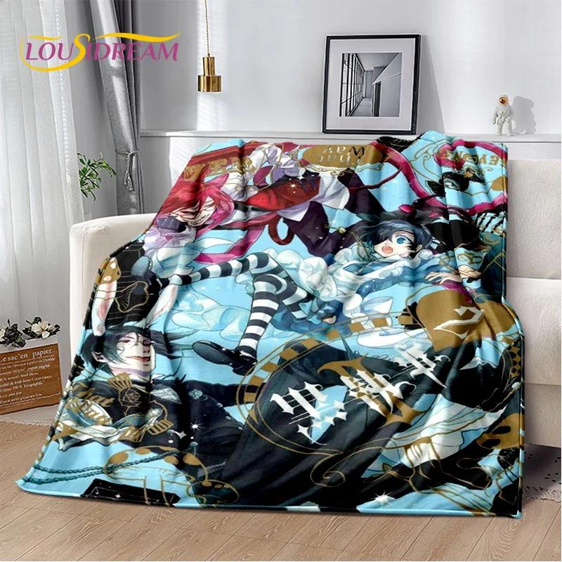 Cartoon Black Butler Anime 3D-Decke, weiche Überwurfdecke für Zuhause, Schlafzimmer, Bett, Sofa, Picknick, Reisen, Büro, Ruhebezug, Decke für Kinder