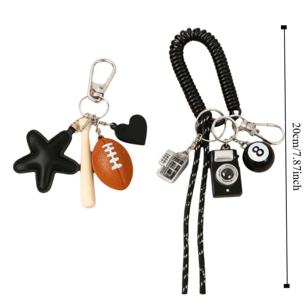 PVC Leather Baseball Pendants Zinc Zinc Alloy Versatile Bag Charm Rugby Tassel Keychain  Girls