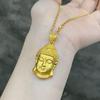 Náhrdelník s přívěskem hlavy Buddhy pozlacený zlatem, ručně vyrobený ze slitiny mědi a písečného zlata pro ženy, vynikající design se silnou stálostí barvy.