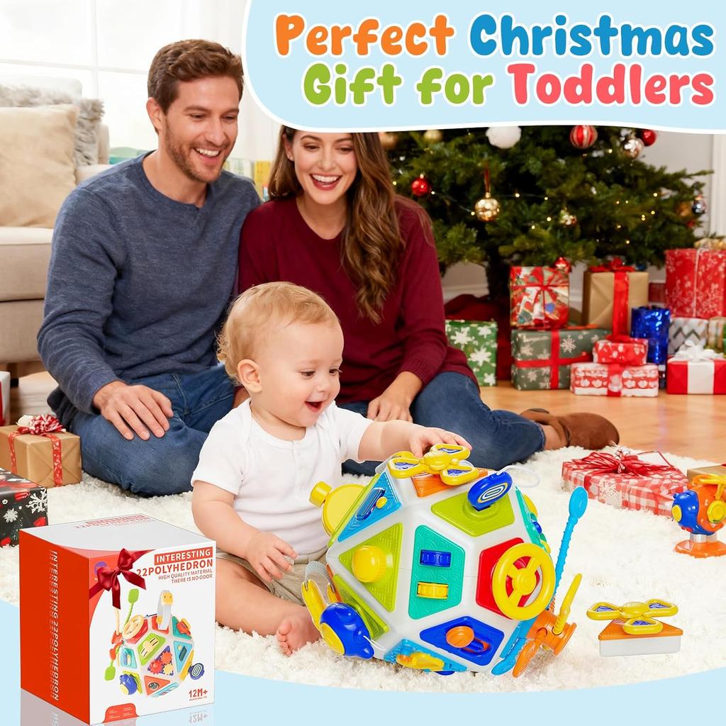22-in-1 Baby Busy Board Activity Cube Toys Montessori Toy Educational Learning Sensory Travel Toys for Infant Christmas Gifts