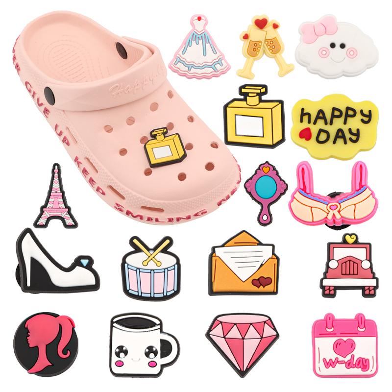 Pink Wedding for Shoe Charm Girl Pins Women Garden Sandals Buckle PVC Shoes Accessories Kids Decoration Badge X-mas Gifts 1Pcs
