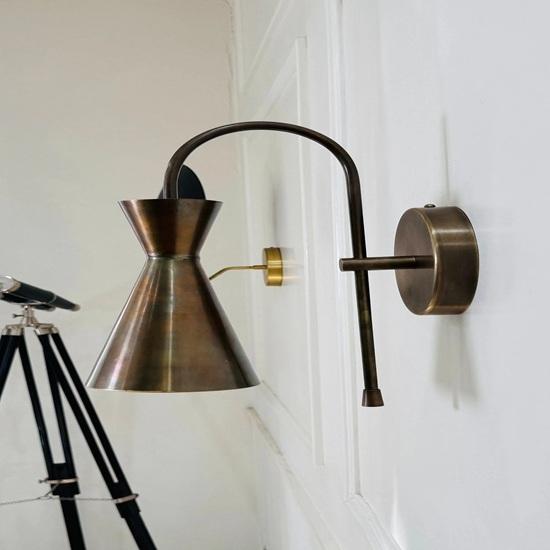 35.56 Cm Italian Brass Wall Sconce Mid Century Modern Bedside Light