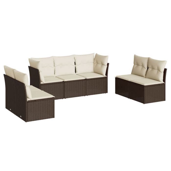 VidaXL Salon de Jardin avec Coussins 7 pcs, Canapés avec Pieds Réglables, Ensemble de Meubles d'Extérieur Patio Terrasse, 3217413