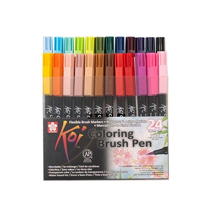 Feutres - SAKURA - Koi Coloring Brush - Lot de 24 - Pointu flexible - Couleurs assorties