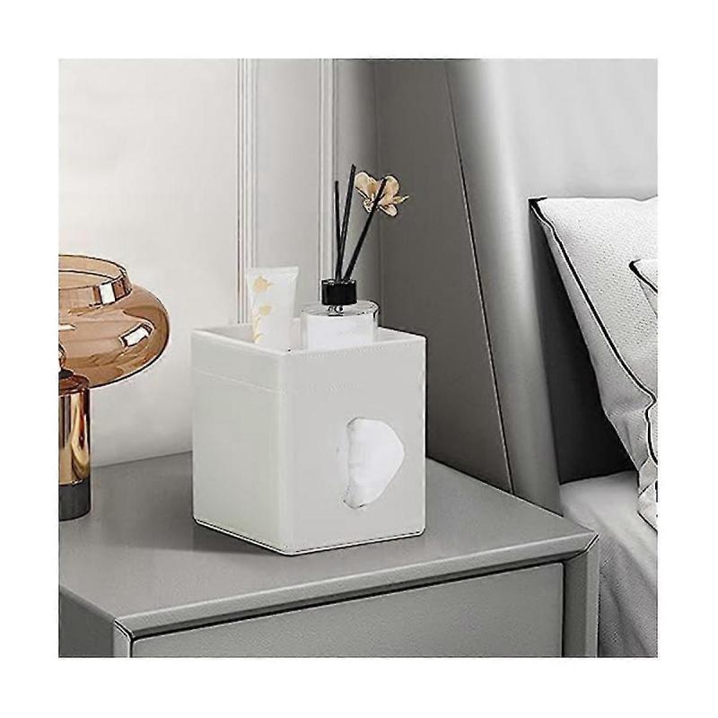 Tissue Box Cover, Pu Leather Tissue Box Holder For Bathroom Office Desk, Tissue Holder Decorative Organizer (brown)