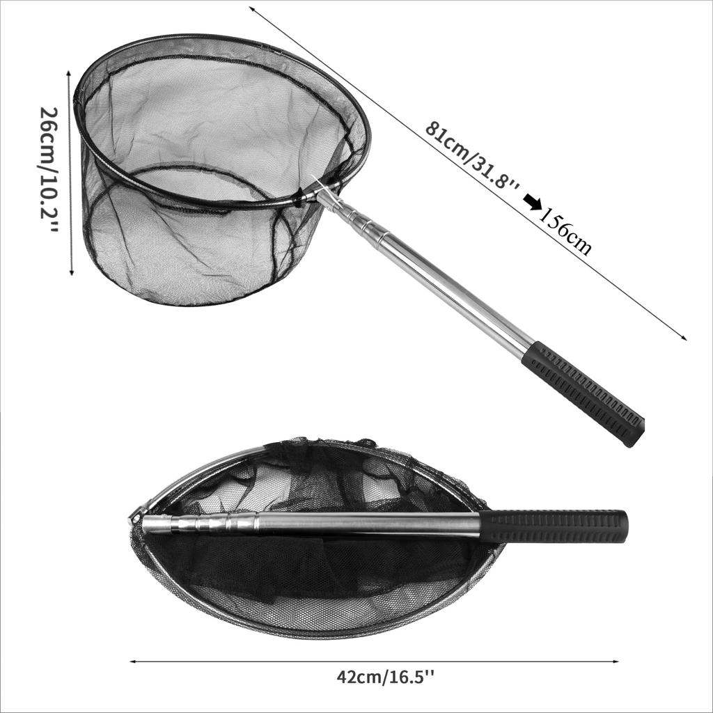 55cm-190cm Telescopic Fishing Net for Salmon Fly Carp Catfish Trout Floating Landing Net Easy Catch & Releasee Foldable