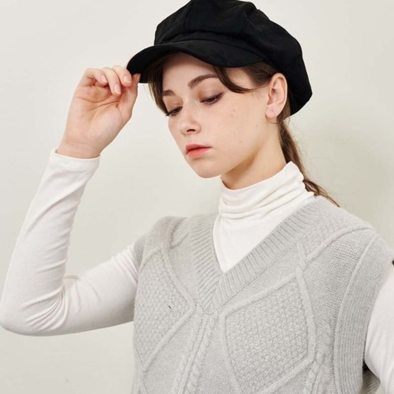 

PLUNASTUDIO Классический замшевый берет_2 цвета BROWN