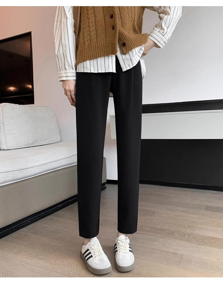 2025 Women's High-Waisted Black Cigarette Pants - Spring/Autumn Collection