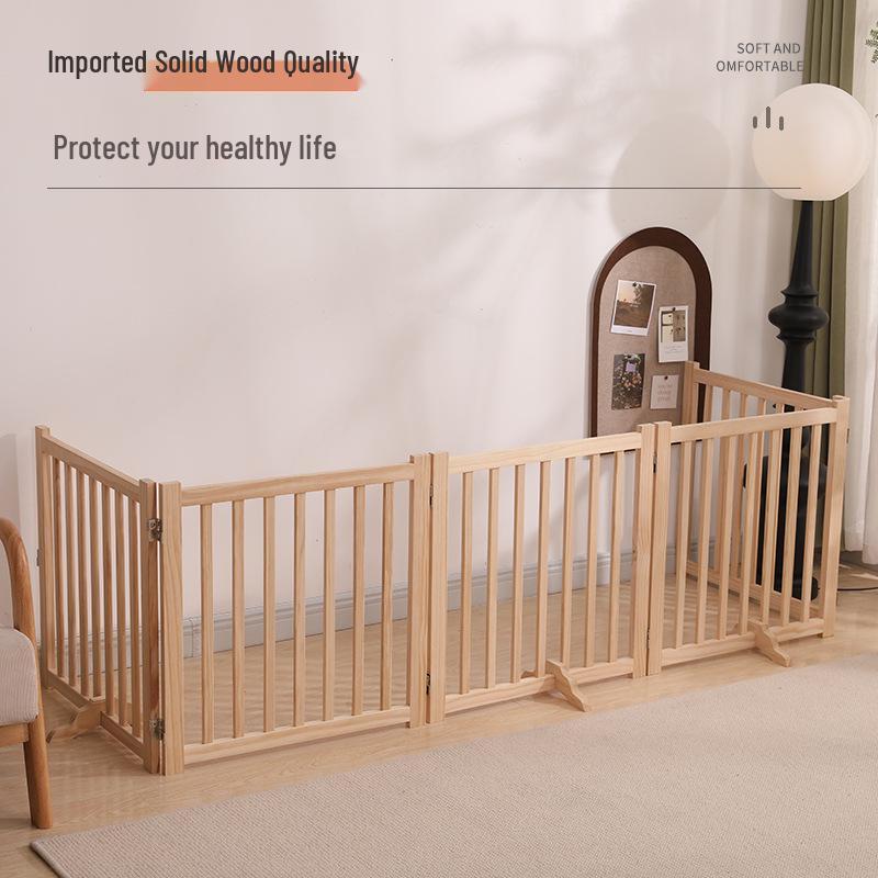 Foldable Solid Wood Dog Fence - Detachable, Easy to Store, Eco-Friendly, Natural Finish, Versatile Dog Cage