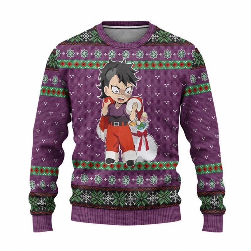 Demon Slayer 3D Print Casual Base Layer Shirt Christmas Loose Crew Neck Sweatshirt 0054