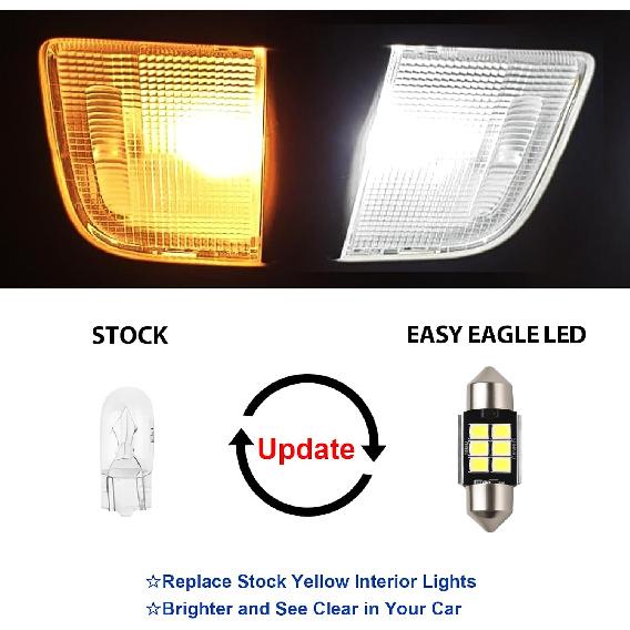 EASY EAGLE LED Interior Car Lights for Honda-Accord-2003-2012: 12 Piece Kit White LED Light Bulbs - Super Bright 6000K + Install Tool
