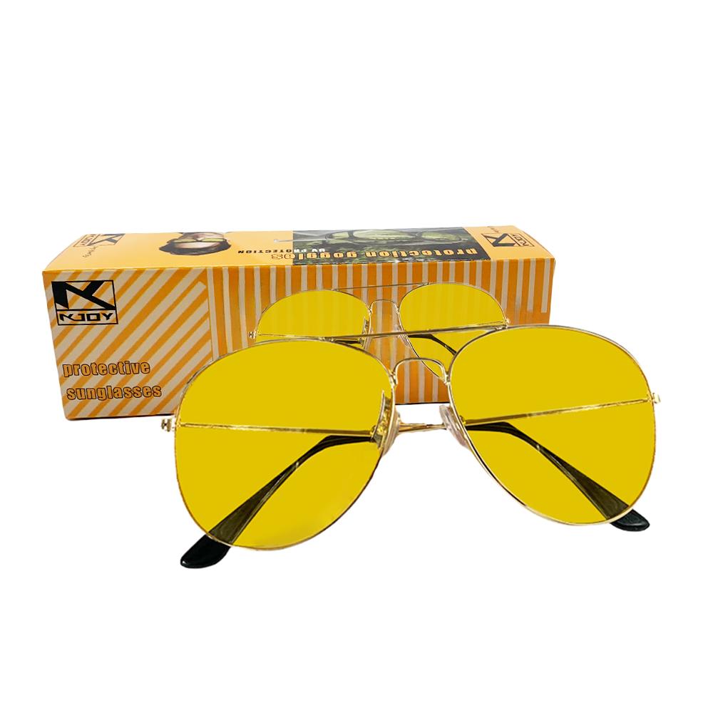 KJOY Sunglasses Retro Metal Frame Sunglasses Yellow Film Night Vision HD Men And Women The Same Durable Lightweight Comfortable