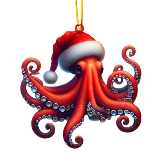 Christmas Ornaments for Tree Acrylic Cartoon Animal Car Rear Mirror Hanging Charm 2D Flat Cat/Dog/Bear/Rabbit Pendant for Tree Auto Interior Accessory