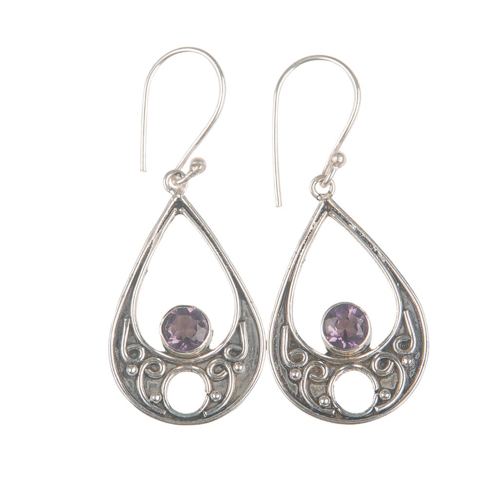 Amethyst Gemstone 925 Sterling Silver Handmade Jewelry Earrings 1.91" For Women EE-90-5