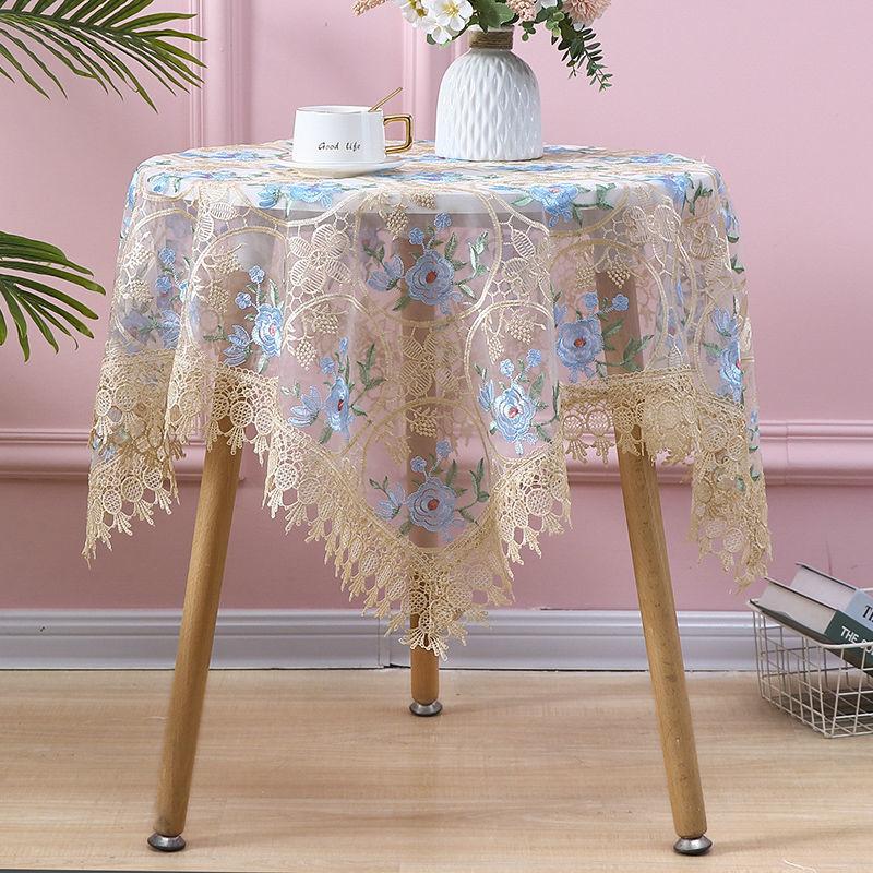 Round Table Cloth Lace Tea Table Cloth, Rectangular Dining Table Square Table Yarn Embroidery Bedside Table Cover Cloth  Multi-purpose Cover Cloth