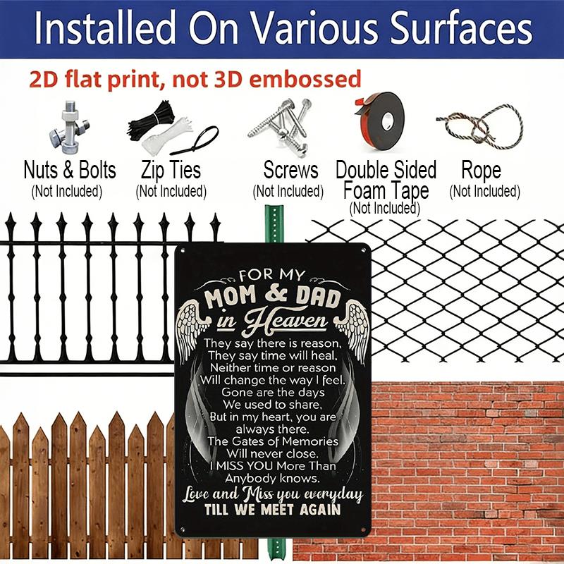 2D Flat Memorial for Mom & Dad for Remembering Loved Ones - Suitable for Memorial Day Aluminium Sign Wall Art for Home, Yard, Backyard, Patio & Porch