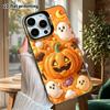 Phone Case: 2D Flat Design, Suitable for iPhone 18 17 16 15 14 13 Pro Protective Case, Pumpkin Ghost, Perfect Christmas and Halloween Holiday Gift