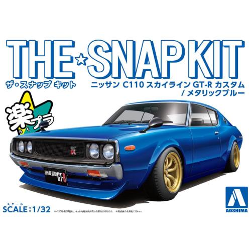 Aoshima Bunka Kyozai (AOSHIMA) 1/32 The Snap Kit Series Nissan C110 Skyline GT-R Custom (Metallic Blue) Pre-Colored Plastic Model No. 18-SP4