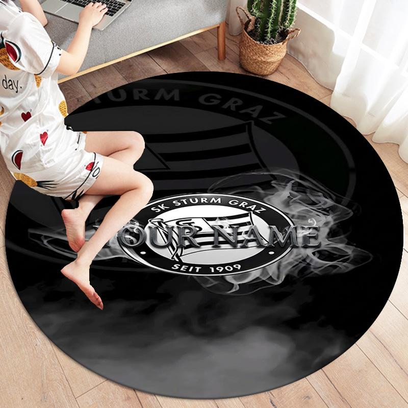 Sk Sturm Graz Crest Custom Name Round Area Rug Carpet Rug For Living Room Bedroom Sofa Playroom Decor Nonslip Floor Mat