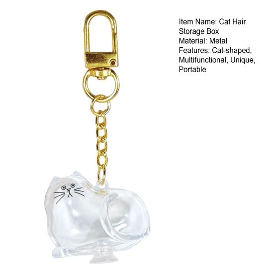 Cat Hair Storage Box Keychain Cat Memorial Pendant Transparent Pets Hair Capsule Portable Pet Souvenir Accessories Thoughtful Gift for Pet Lover