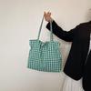 Ins Style Polyester Plaid Tote Bags Large Capacity Bow Tie Design Bow Shoulder Bag Lightweight Shopping Bag Casual Use