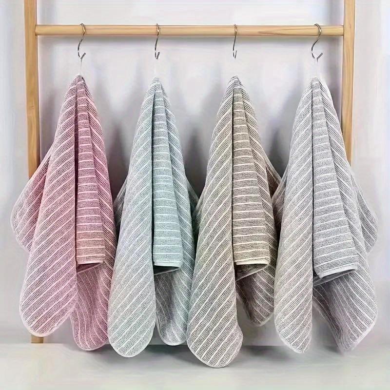 4 Piece Luxury Striped Towel Set - Quick-Dry & Highly Absorbent for Home, Hotel, Spa - Includes Bath, Hand & Washcloths