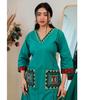 Indian Women Cotton Embroidered Kurta Pant Set Bollywood Top Tunic Kurti Party Wear Ethnic