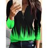 Women's T Shirt Ombre Graphic Vintage Fashion Stylish Long Sleeve Crew Neck Regular Tops Daily Zipper Print Yellow Blue