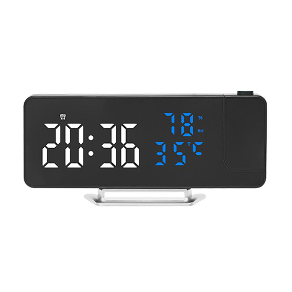 Modern LED Clock with Time Temperature and Humidity Projection for Bedroom Office Dorm Alarm Clock