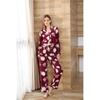 Women Leopard Print Long Sleeve Two Piece Open Front Pajama Loungewear Set