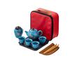 Portable Ceramic Kung Fu Tea Set with Red Leather Bag