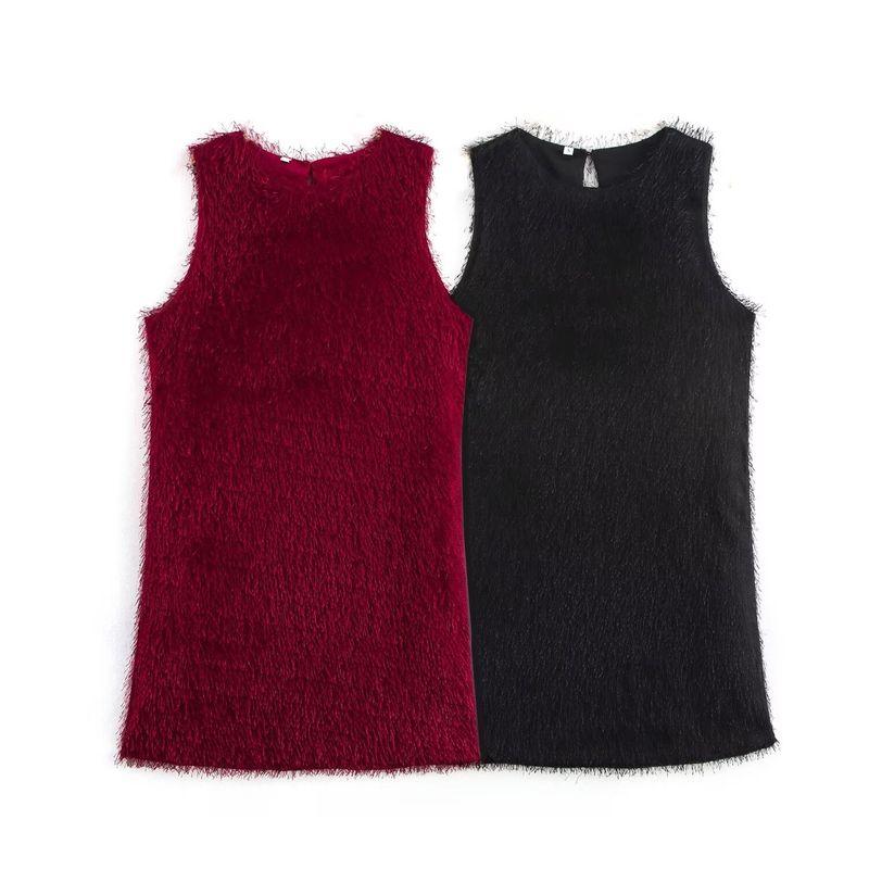 Kaslead New Arrival Women's Clothing Fashion Style Fashion Minimalist Tassel Sleeveless with Lining Dress