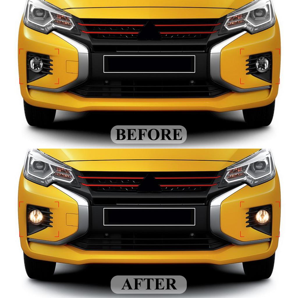 For Mitsubishi Attrage Mirage 2020 2021 Fog Lamp DRL Daytime Running Light Halogen Daylight Cover Grill Bezel Wire Harness