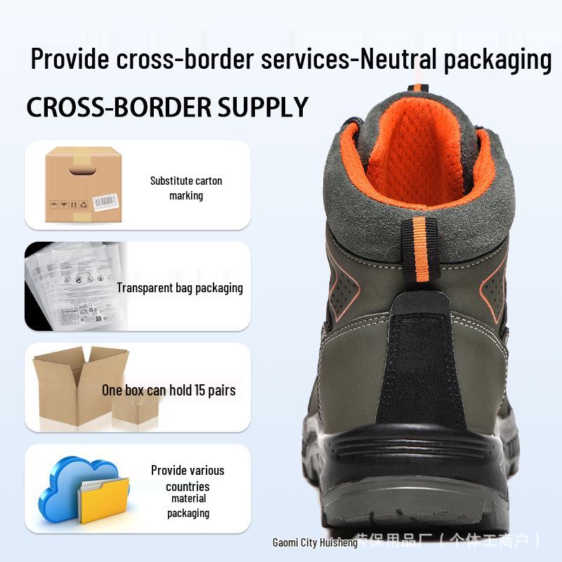 Ozone High-Top Water-Repellent Steel Toe Safety Shoes, Wear-Resistant, Anti-Smash, Anti-Puncture, Soft Sole for Comfortable Work.