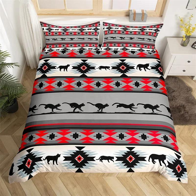 Exotic Horse Duvet Cover Set Queen African Tribal Arrow Western Animal Comforter Cover Microfiber Aztec Farm Animals Bedding Set