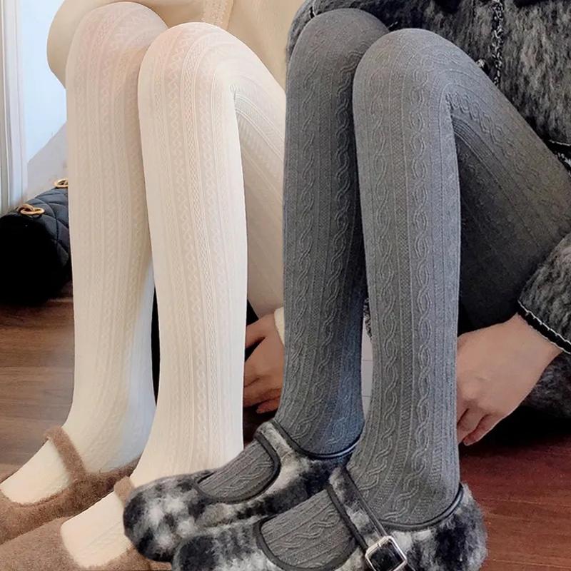 2026 Korean Knitted Tights Women Winter Thermal Light Slimming Japanese Y2K Pantyhose Underwear High Elestic Leggings Stockings
