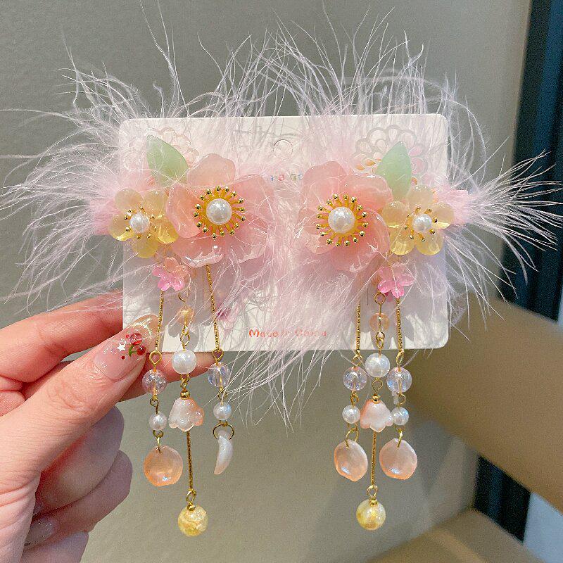 Children's Hanfu Hair Clips: Cute Ancient Style Hairpins with Tassels for Girls
