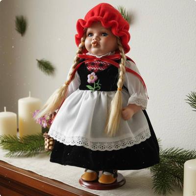 30cm Schmollende Keramikpuppe Handgefertigt Europäisch Elegant mit Display-Sockel Dekoration für Zuhause