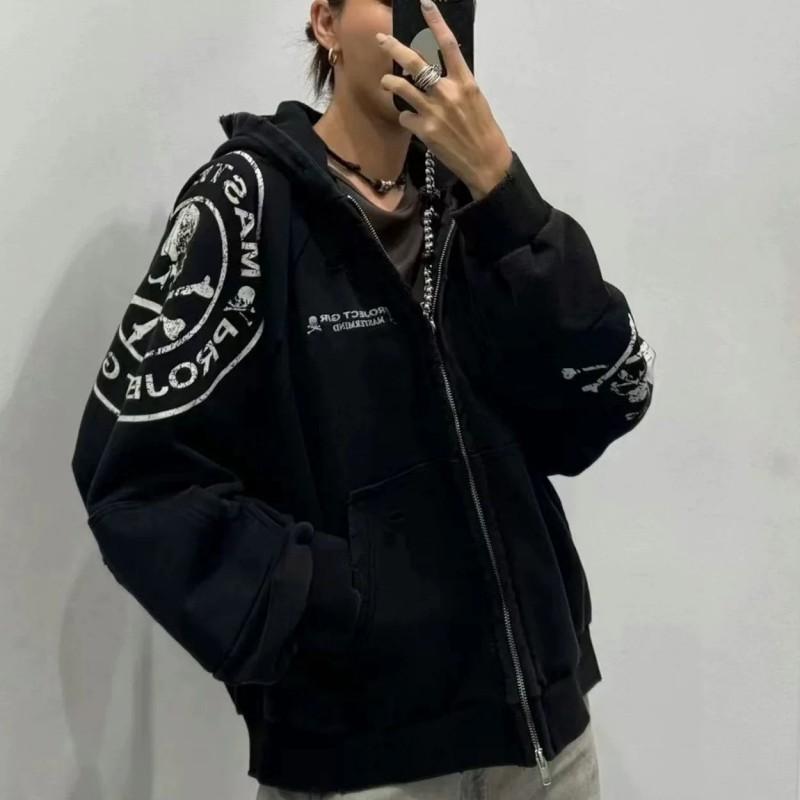 Oversized Hoodie voor Heren met Schedelprint Verweerde Gewassen Look 2025 Casual Lange Mouw