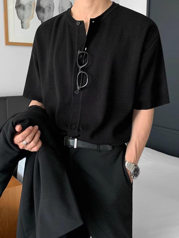 Korean Design Casual Knit T-Shirt - Trendy Summer Short Sleeve, Versatile High Street Style